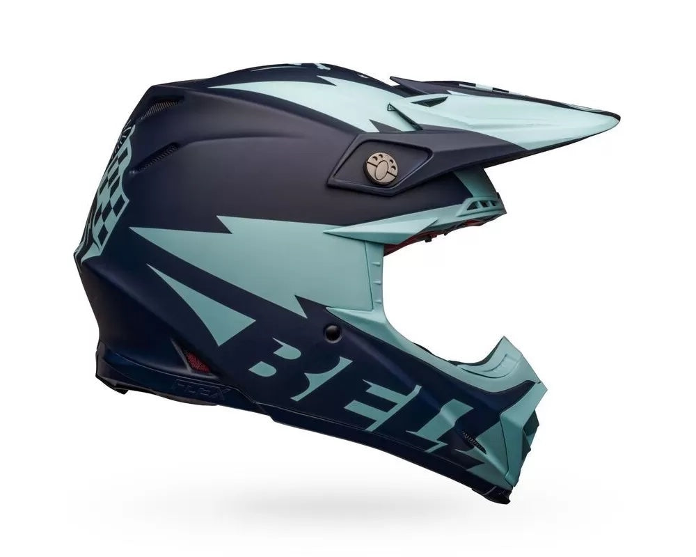 Bell Moto-9 Flex Breakaway Helmet Large Matte Navy/Light Blue