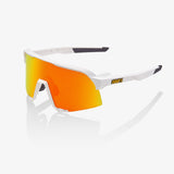 100% S3 Unisex Bike Sunglasses Soft Tact White - HiPER Red Mirror Lens