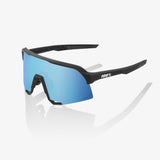 100% S3 Unisex Bike Sunglasses Matte Black - HiPER Blue Mirror Lens