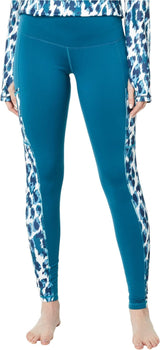 Hot Chillys Women Micro Elite Chamois Pocket Print Tight - Front view, showcasing body fit design and pocket print detail