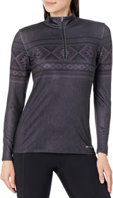 Hot Chillys Women Premium Zip-T Midweight Body Fit Base Layer Serape Black