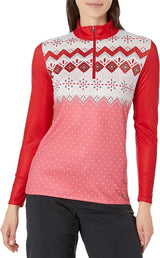 Hot Chillys Women Premium Zip-T Midweight Body Fit Base Layer Horizon Fair Isle