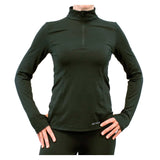 Hot Chillys Women Micro-Elite Chamois Solid Zip-T Base Layer Green