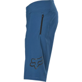 Fox Racing Men's Defend MTB Shorts - Front view, showcasing durable TruMotion® fabric and race-ratchet closure Blue