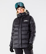 Oakley TNP Winter Pine DWR Puff Women Snow Jacket - Front view, showcasing water repellent technology and two-point hood adjustment
