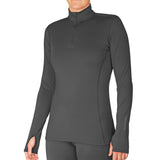 Hot Chillys Women Micro-Elite Chamois Solid Zip-T Midweight Body Fit Base Layer Black