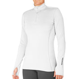 Hot Chillys Women Micro-Elite Chamois Solid Zip-T Midweight Body Fit Base Layer White