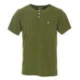 Kickee Pants Men's Solid Short Sleeve Performance Jersey Henley