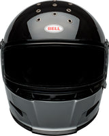 BELL Eliminator Adult Street Motorcycle Helmet with fiberglass composite shell stockwell-gloss-black-white-front