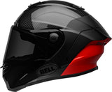 BELL Race Star Flex DLX Adult Street Motorcycle Helmet with ProTint shield. Matte Gloss Black Red Left