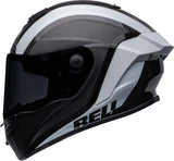 BELL Race Star Flex DLX Adult Street Motorcycle Helmet with ProTint shield. Matte gloss black white