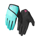 Giro DND Jr II Unisex Youth Cycling Gloves in action on young rider Screaming Teal Neon Pink