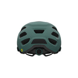 Giro Verce MIPS Women's Mountain Bike Helmet in a trail setting Matte Grey Green Back