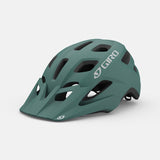 Giro Verce MIPS Women's Mountain Bike Helmet in a trail setting Matte Grey Green Hero