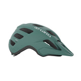 Giro Verce MIPS Women's Mountain Bike Helmet in a trail setting Matte Grey Green right