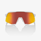 100% S3 Unisex Bike Sunglasses Soft Tact White - HiPER Red Mirror Lens