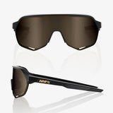 100% S2 Unisex Bike Sunglasses Matte Black - Soft Gold Mirror Lens