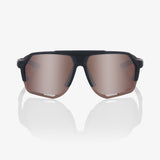 100% NORVIK Unisex Bike Sunglasses Soft Tact Crystal Black - HiPER Crimson Silver Mirror Lens