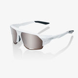 100% NORVIK Unisex Bike Sunglasses Soft Tact White - HiPER Silver Mirror Lens