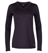 Image of SnowAngel Doeskin V-Neck Crew Midweight Hourglass Fit Women Base Layer showcasing luxurious softness, lightweight design, and modern look for activewear. Black