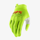 100% ITRACK Unisex Bike Gloves Fluo Yellow