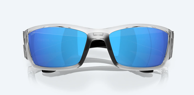 Costa del Mar Corbina Men Fishing Polarized Sunglasses Silver Blue Mirror Front Closed