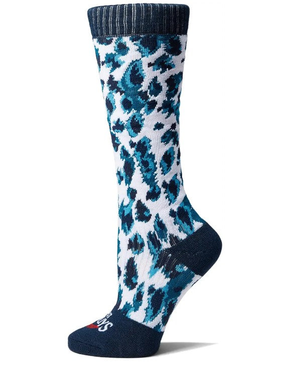 Hot Chillys Women Blue Painted Animal Mid Volume Sock