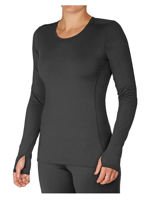 Hot Chillys Women Micro-Elite Chamois Crewneck Top Midweight Body Fit Base Layer