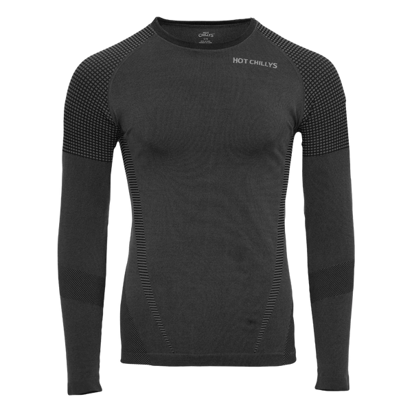 Hot Chillys Men 3D Knit Crew Midweight Body Fit Base Layer Black