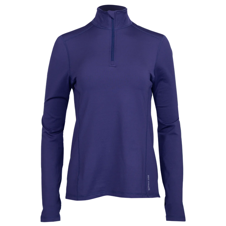 Hot Chillys Women Micro-Elite Chamois Solid Zip-T Base Layer Purple