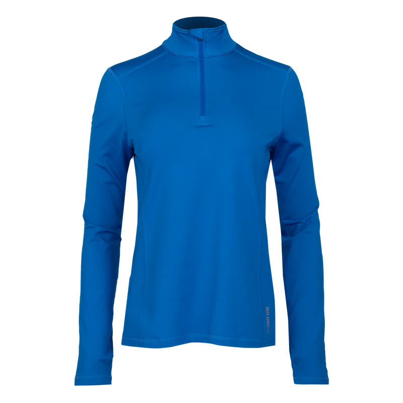 Hot Chillys Women Micro-Elite Chamois Solid Zip-T Base Layer Blue