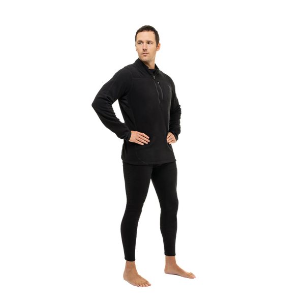 Hot Chillys Men La Montana Zip-T Heavyweight Active Fit Base Layer Black