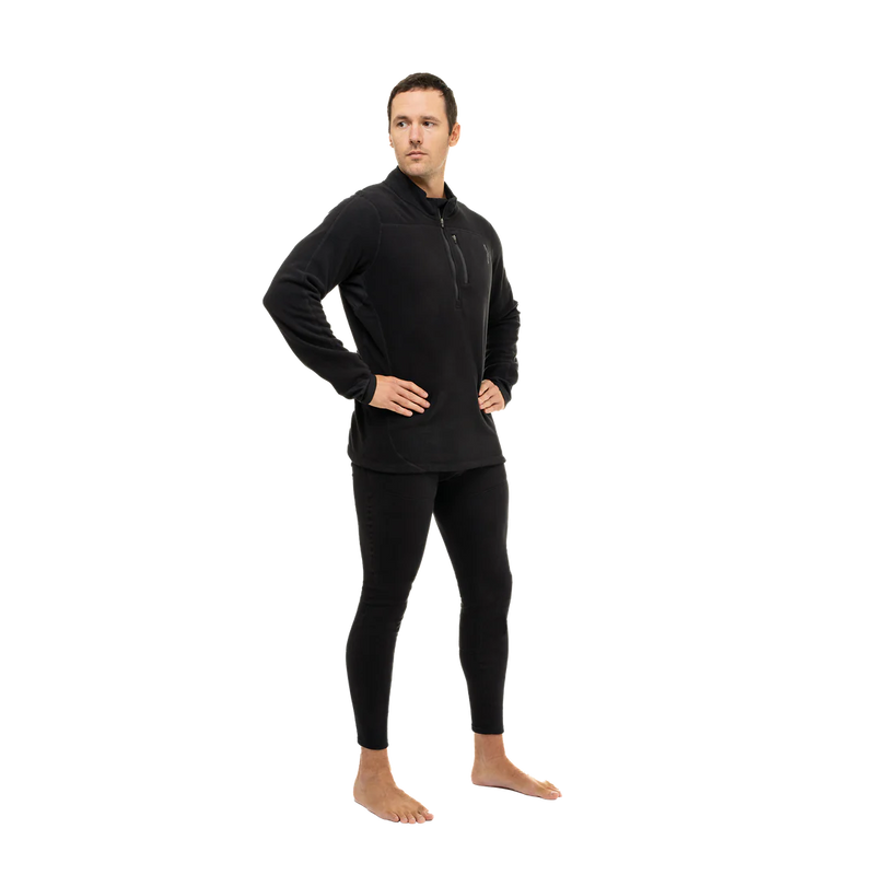 Hot Chillys Men La Montana Zip-T Heavyweight Active Fit Base Layer Black