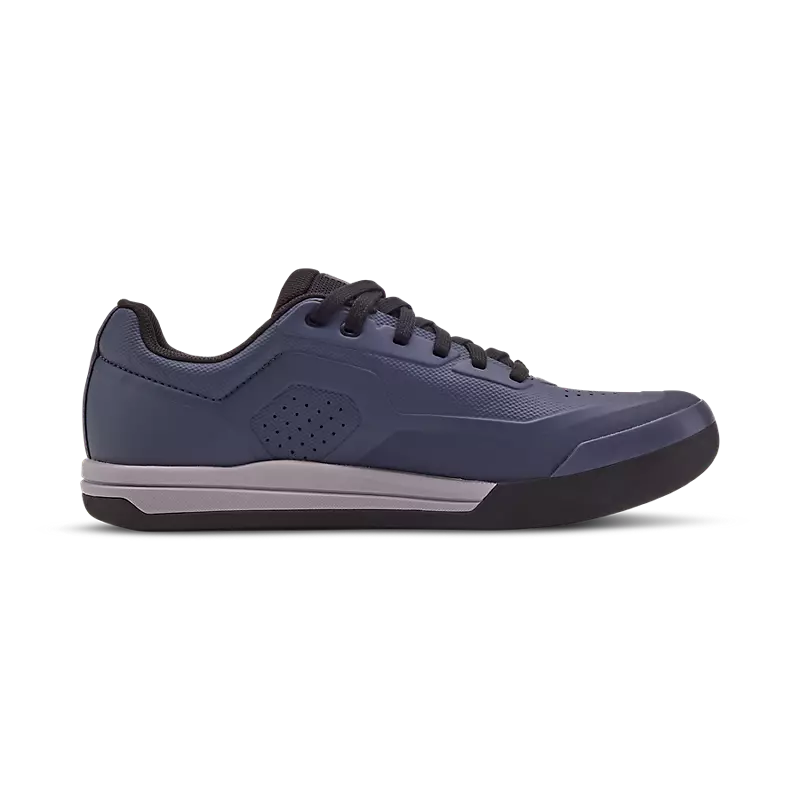 Fox Racing Union Flat Unisex Adult Mountain Bike Shoes on a mountain bike trail. Navy Blue 3