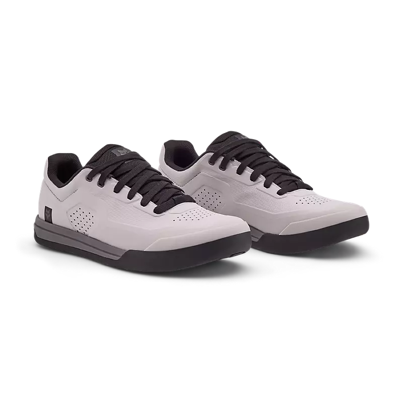 Fox Racing Union Flat Unisex Adult Mountain Bike Shoes on a mountain bike trail. White 2