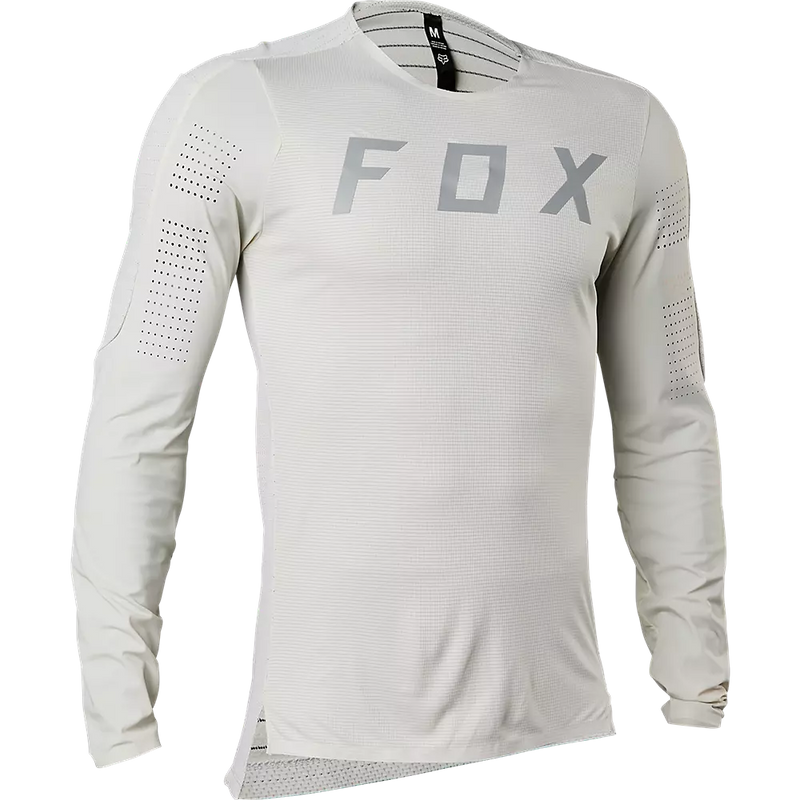 Fox Racing Flexair Pro Long Sleeve Men's MTB Jersey - Front view, showcasing Polartec® Delta™ panel and Dyneema® shoulders