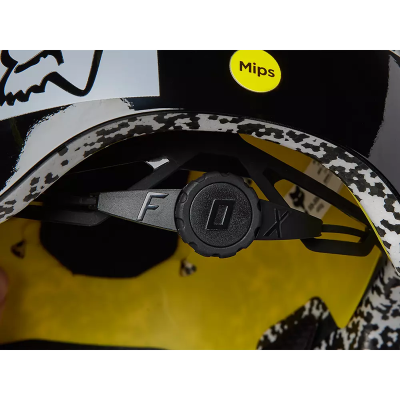 Fox Racing Unisex Flight Pro Helmet - Front view, showcasing MIPS technology and 360 fit system White datail