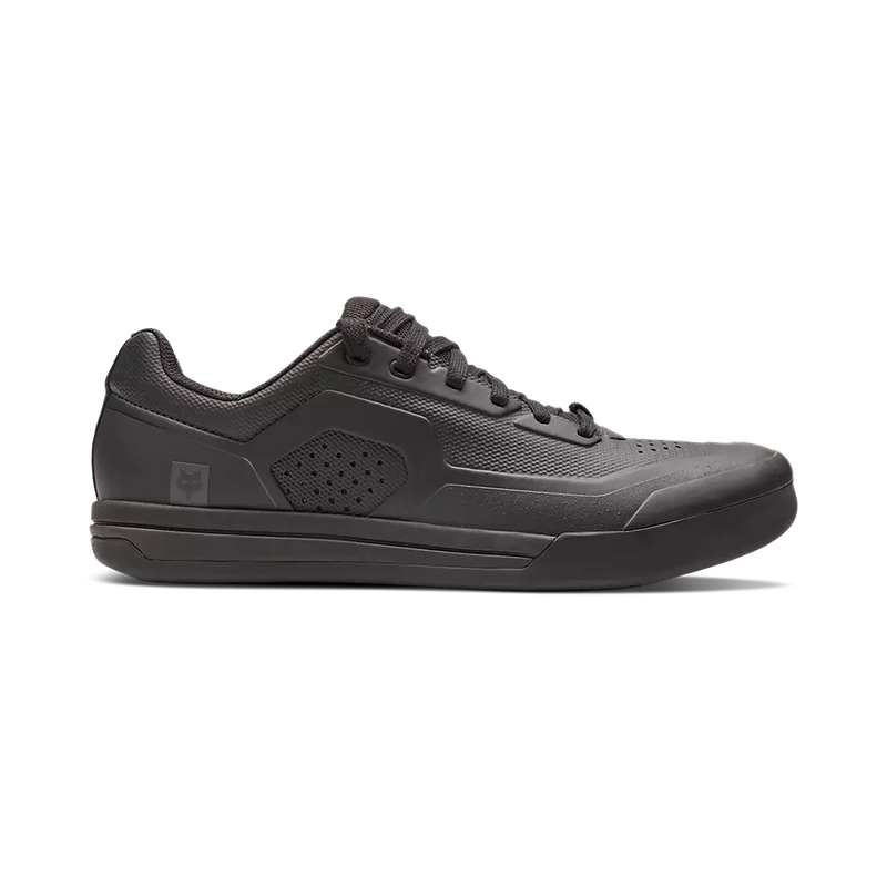 Fox Racing Union Flat Unisex Adult Mountain Bike Shoes on a mountain bike trail. Black 1