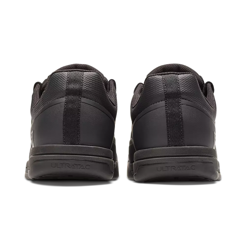 Fox Racing Union Flat Unisex Adult Mountain Bike Shoes on a mountain bike trail. Black 4