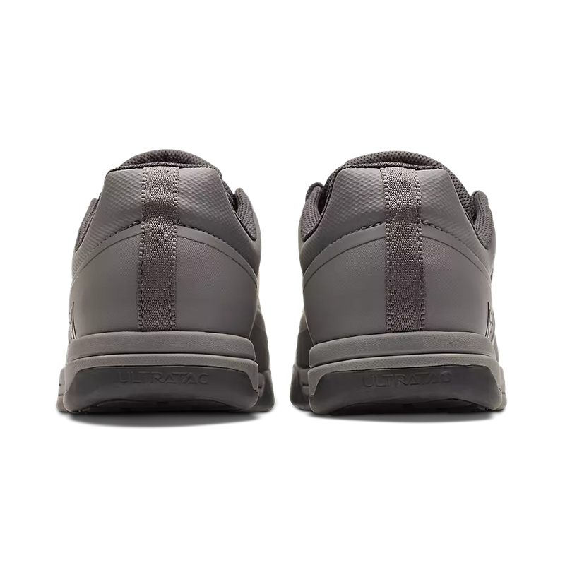 Fox Racing Union Flat Unisex Adult Mountain Bike Shoes on a mountain bike trail. Grey 4