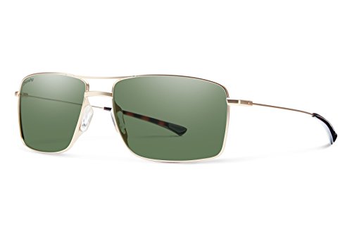 Smith Optics Turner Sunglass Matte Gold Frame ChromaPop Polarized Grey Green Lens