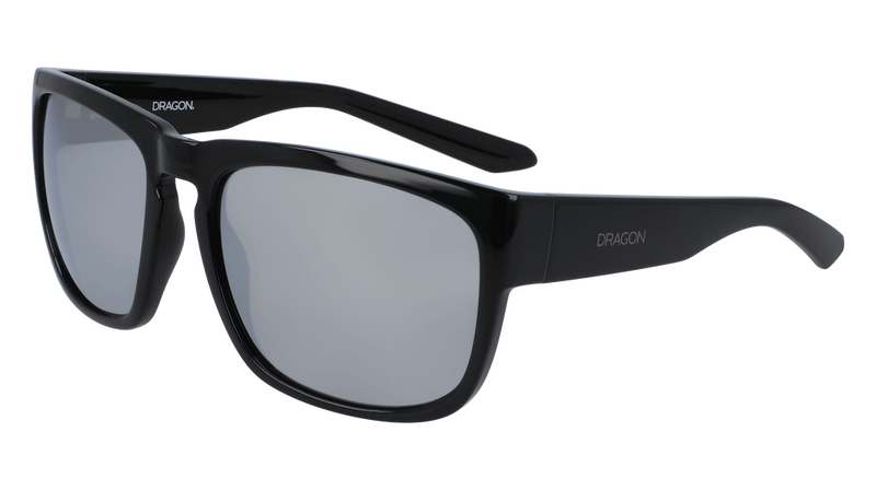Dragon Alliance Rune XL Ion Sunglasses, Shiny Black Frame Silver Ion Lens