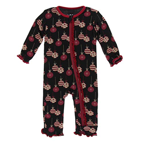 KicKee Pants Bamboo Print Muffin Ruffle Coverall with Zipper