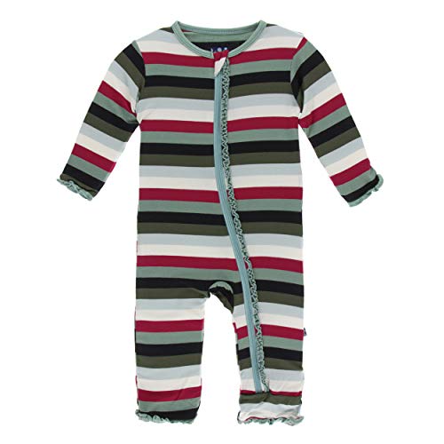 KicKee Pants Bamboo Print Muffin Ruffle Coverall with Zipper