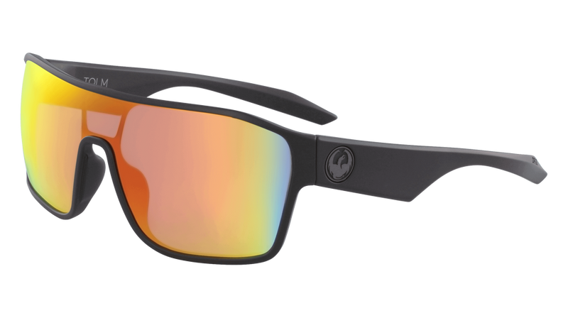 Dragon Alliance Tolm LL Ion Sunglasses, Matte Black Frame LL Red Ion Lens