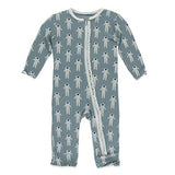 KicKee Pants Bamboo Print Muffin Ruffle Coverall with Zipper