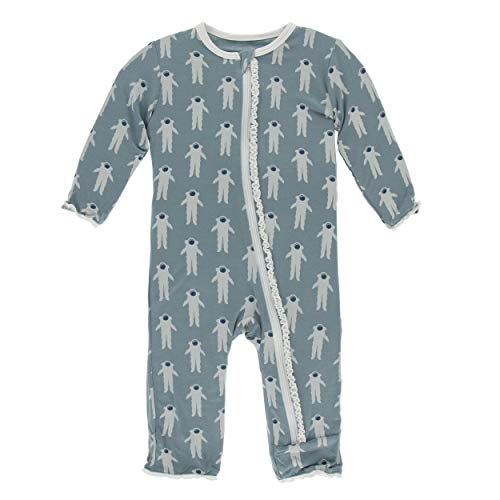 KicKee Pants Bamboo Print Muffin Ruffle Coverall with Zipper