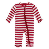 KicKee Pants Bamboo Print Muffin Ruffle Coverall with Zipper