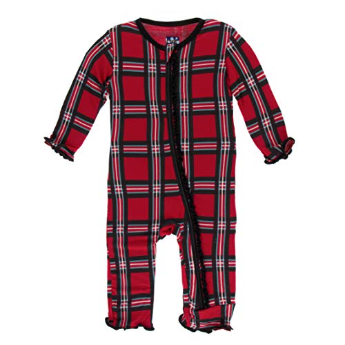 KicKee Pants Bamboo Print Muffin Ruffle Coverall with Zipper
