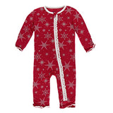 KicKee Pants Bamboo Print Muffin Ruffle Coverall with Zipper